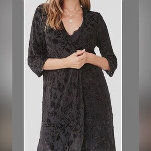 F21 Burnout Velvet Open-Front Kimono Cardigan - Large